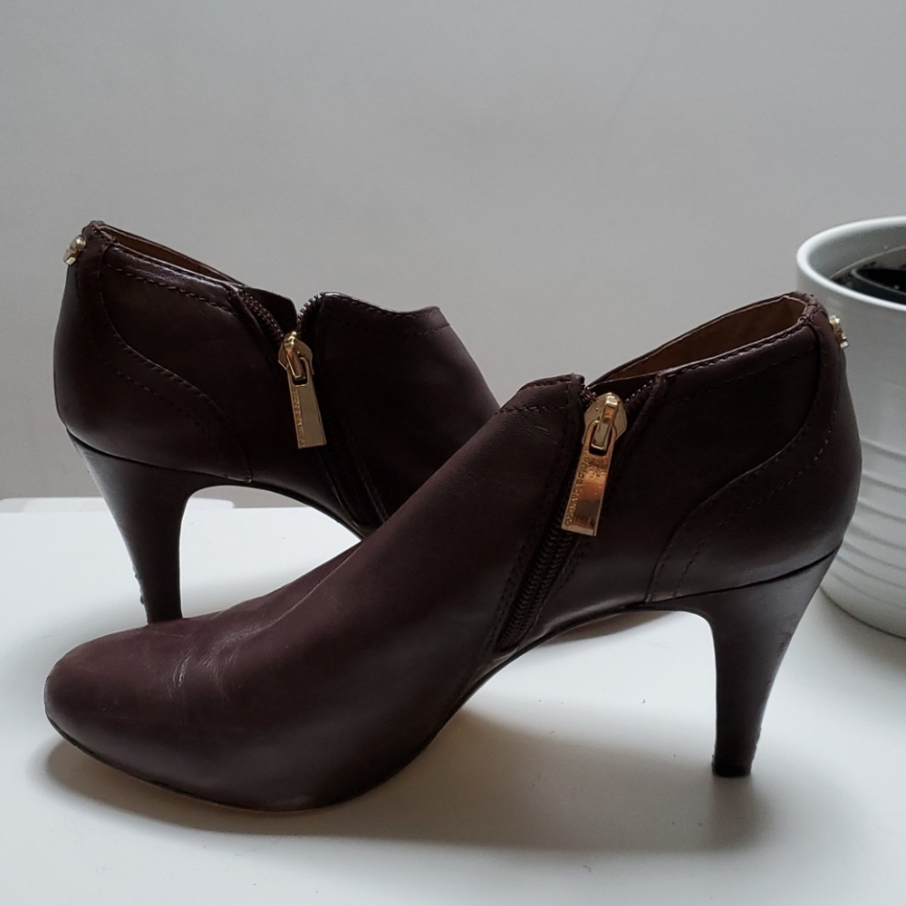 Brown faux leather 3 inch heel